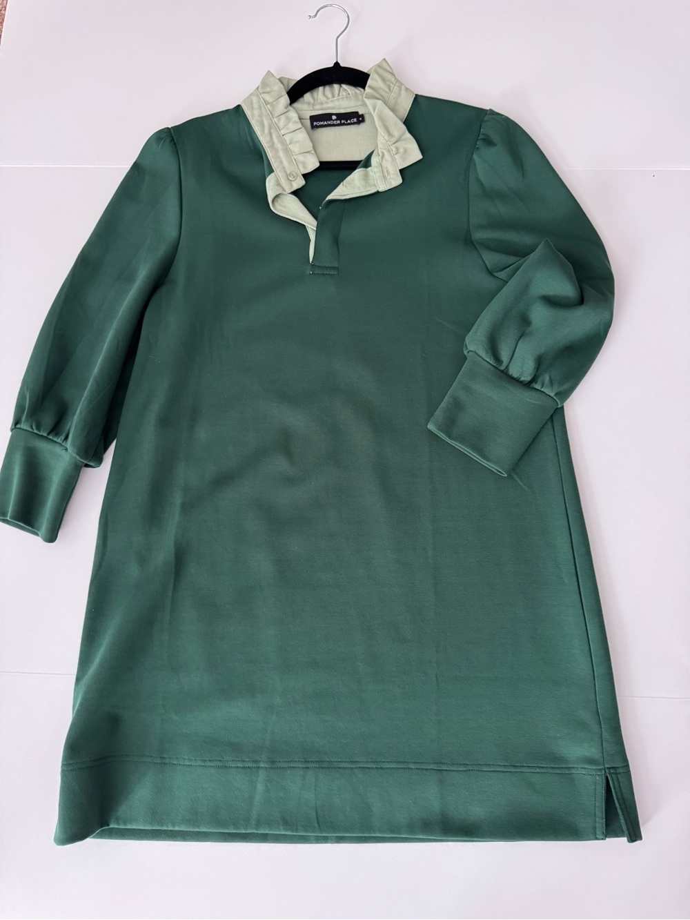 Pomander Place (Tuckernuck) Green Dress with Ruffled Collar